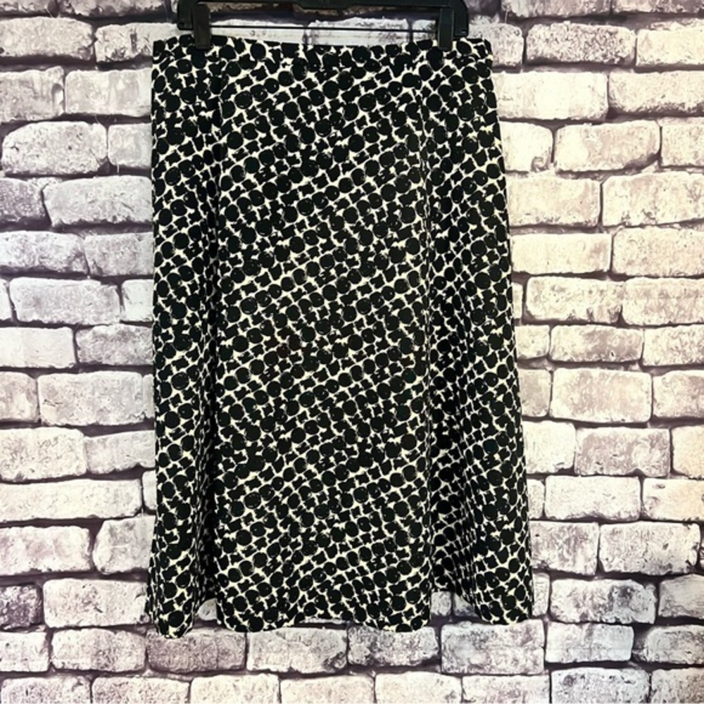 Talbots Black & Beige Fully Lined Flare Skirt Size 14